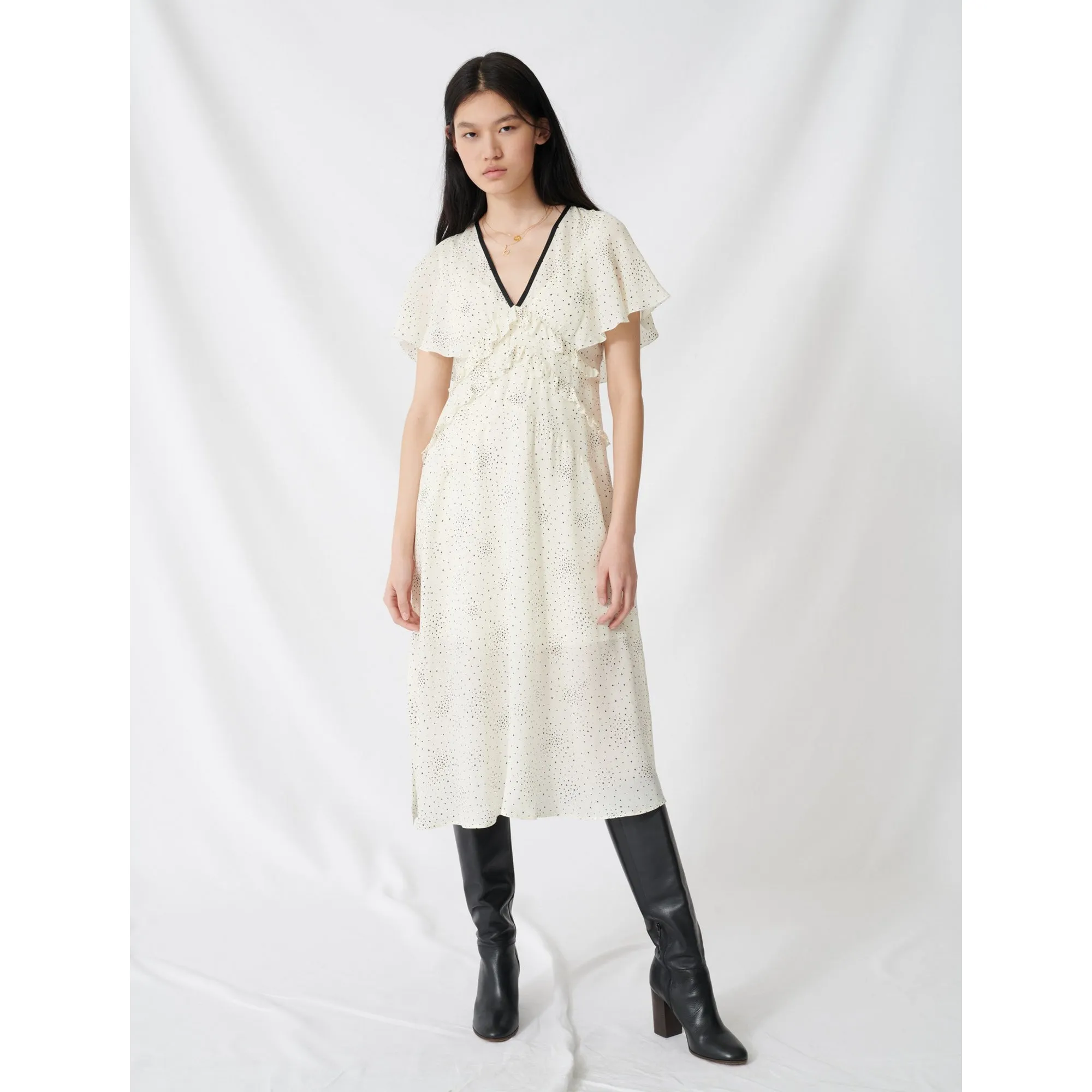 Racky Dress - Ecru / Black