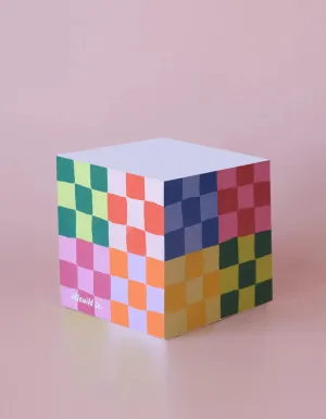 Rainbow Checks Sticky Note Cube