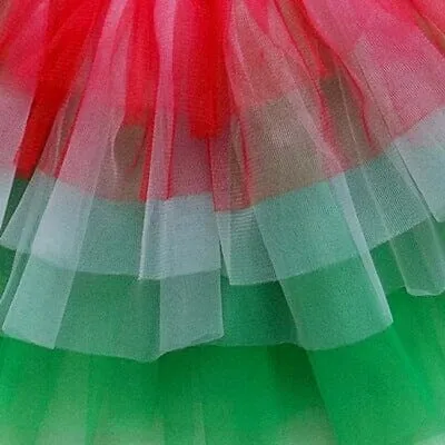 Red, White, Green 6 Layer Tutu Skirt Christmas Costume for Girls, Women, Plus