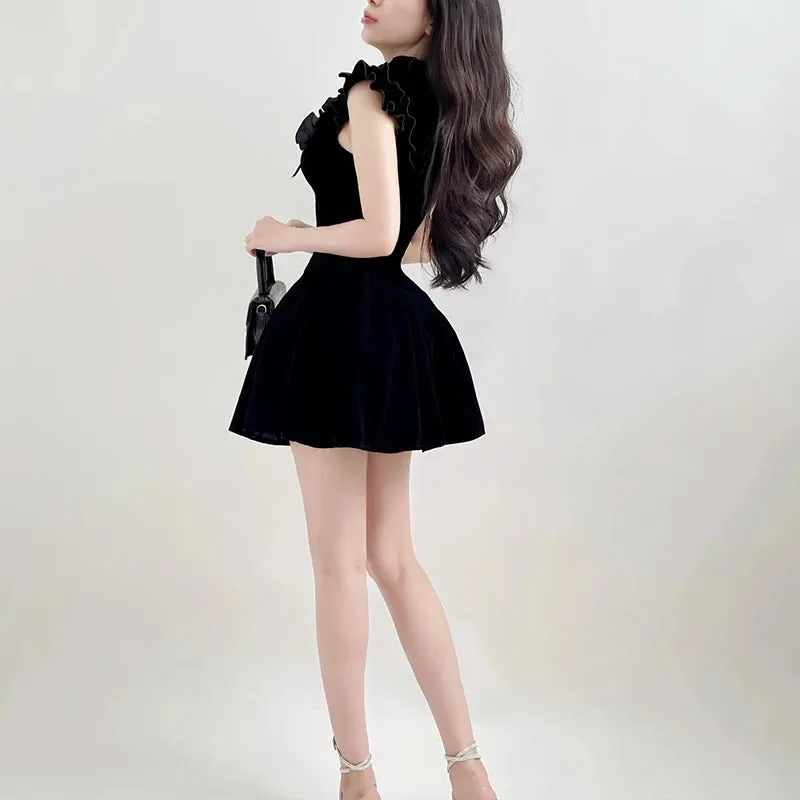 'Rockout' Black Alt Velvet Dress