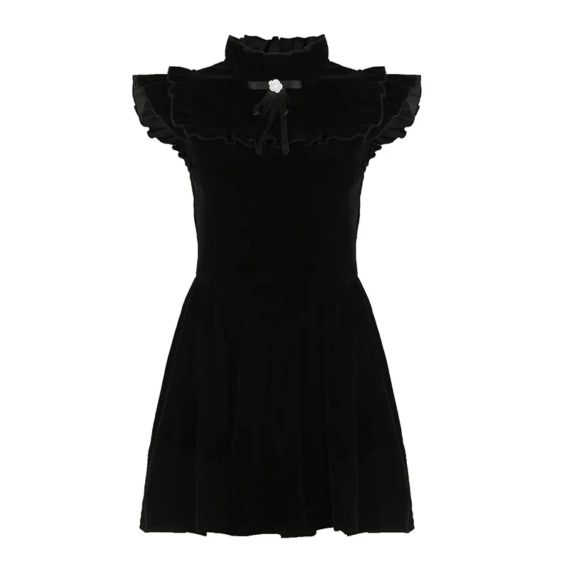 'Rockout' Black Alt Velvet Dress