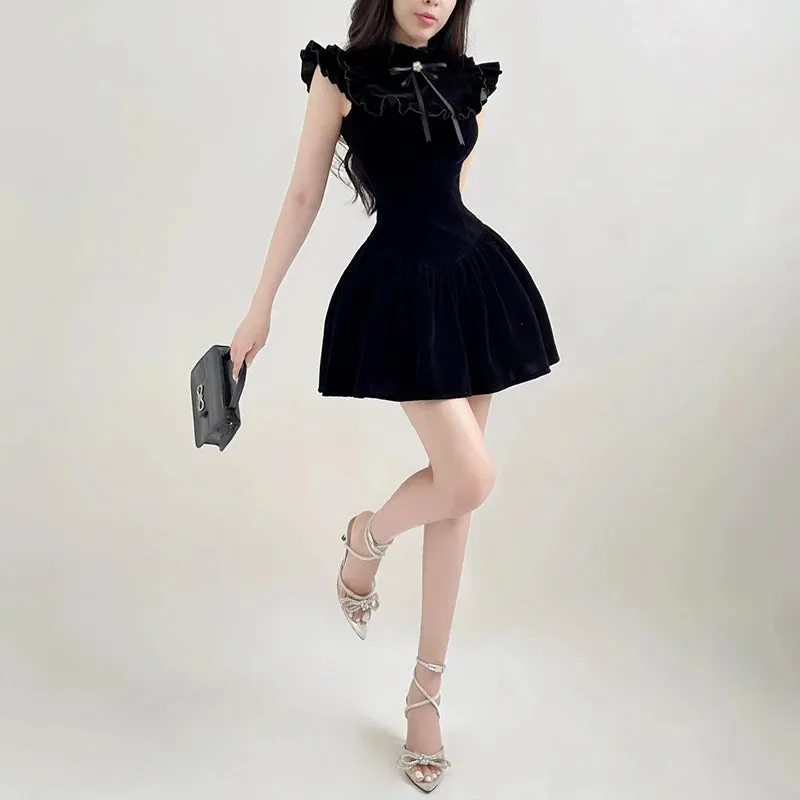 'Rockout' Black Alt Velvet Dress