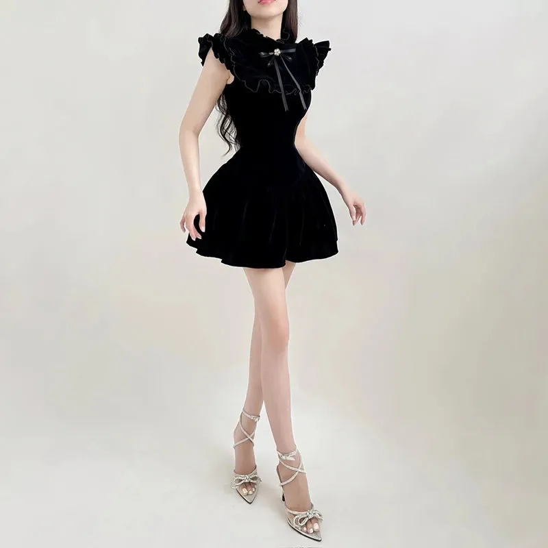 'Rockout' Black Alt Velvet Dress