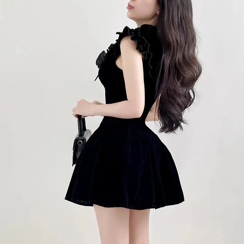 'Rockout' Black Alt Velvet Dress