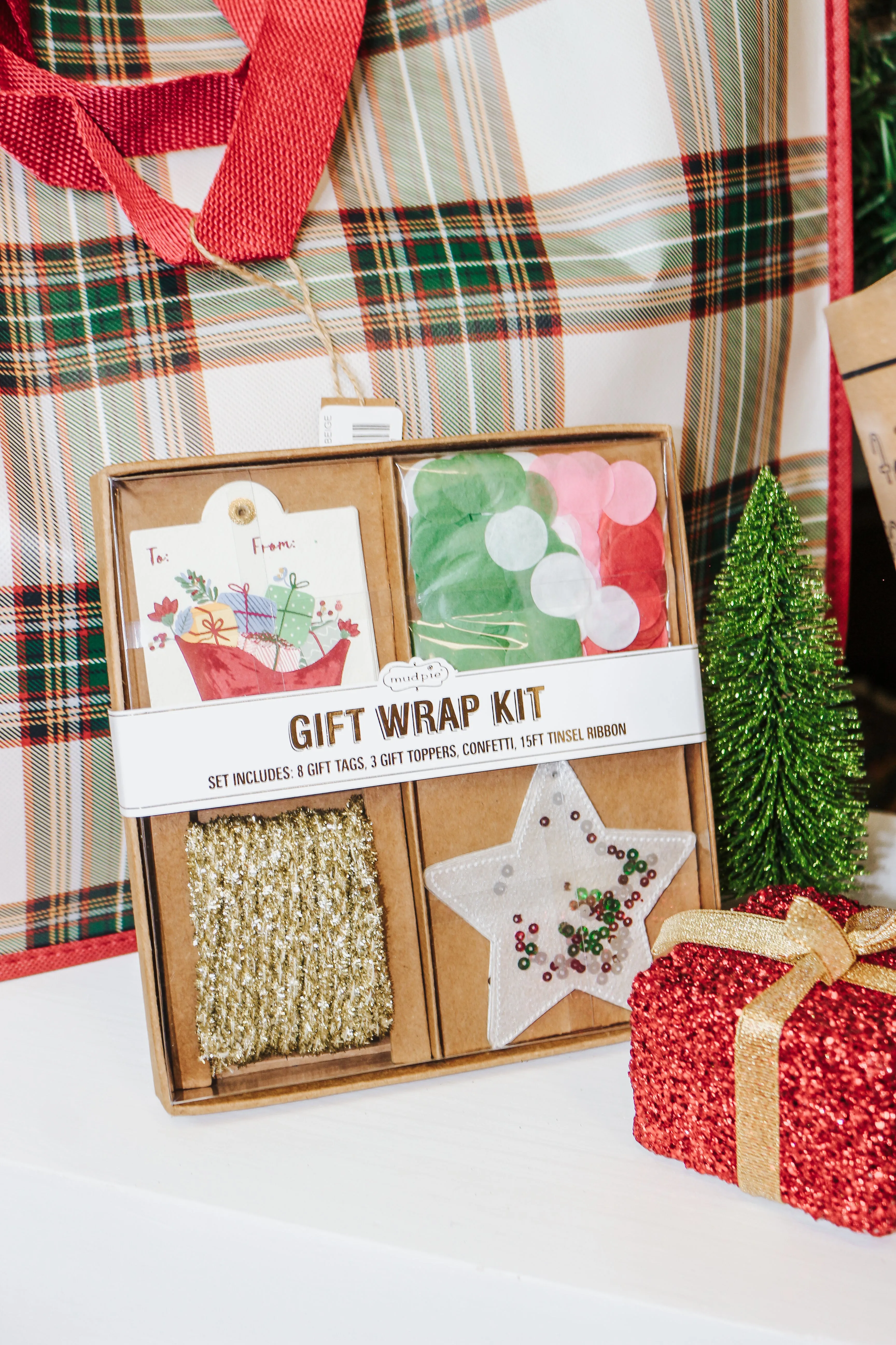 Santa's Sleigh Red Gift Wrap Kit