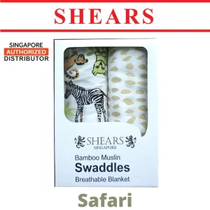 Shears Baby Swaddle Breathable Toddler Bamboo Muslin Blanket 2 PCS Safari