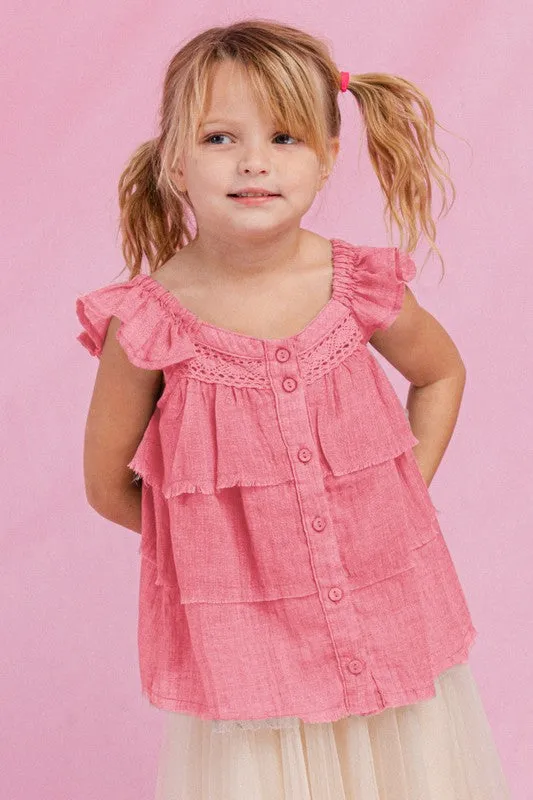 Strawberry Square Neckline Tiered Blouse